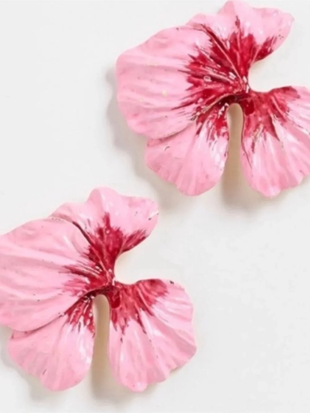 New! Costa Pink Flower Statement Earrings (1017) NWOT